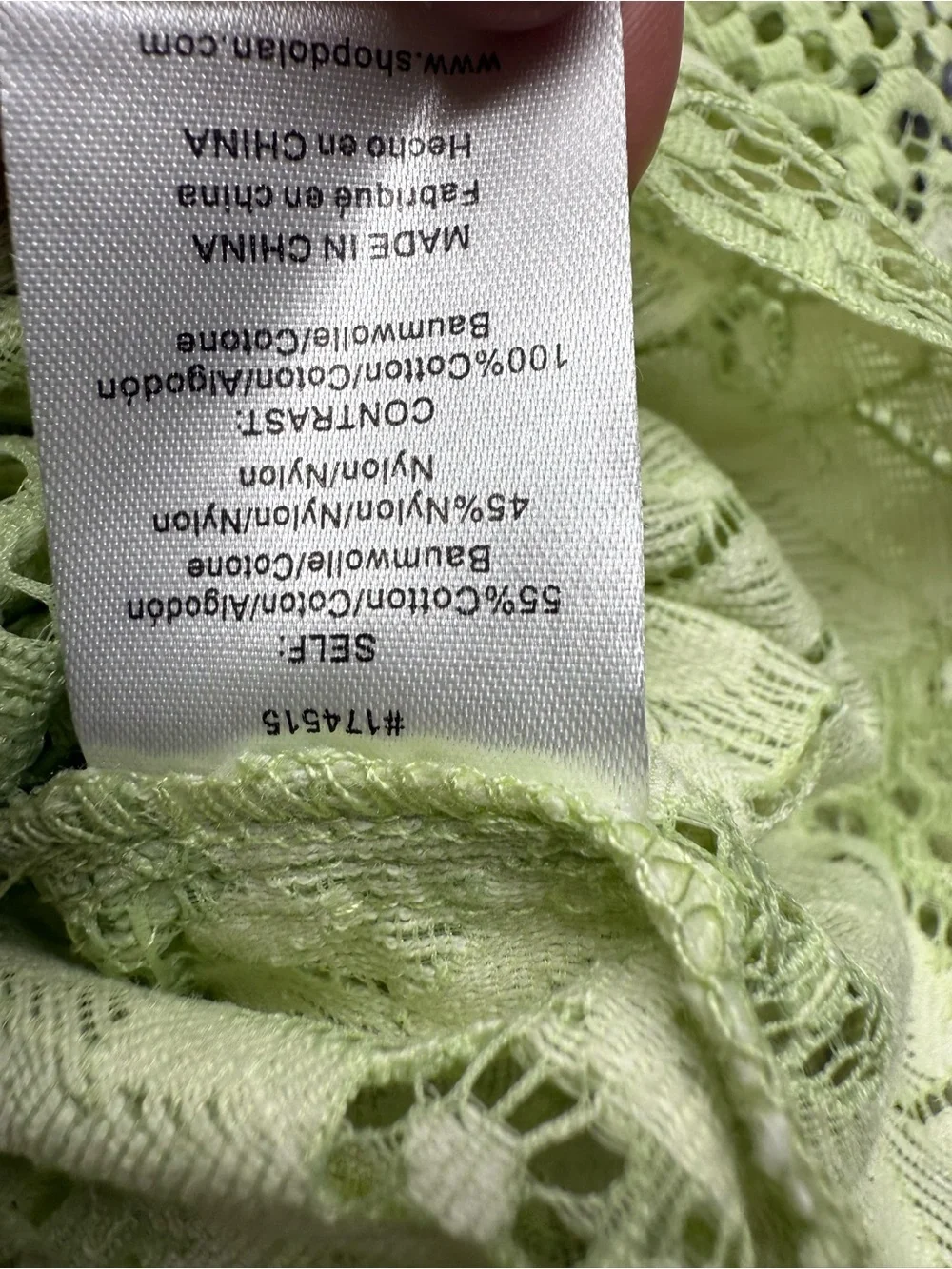 Anthropologie Dolan Woman’s Medium Nwt Lace Floral Long-Sleeve Top Light Green